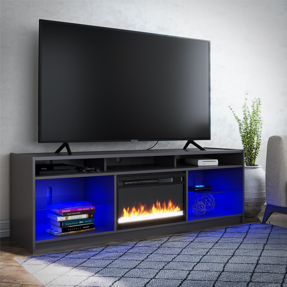 Ameriwood Home Luna Fireplace TV Stand for TVs up to 65", Graphite Grey Ameriwood Home