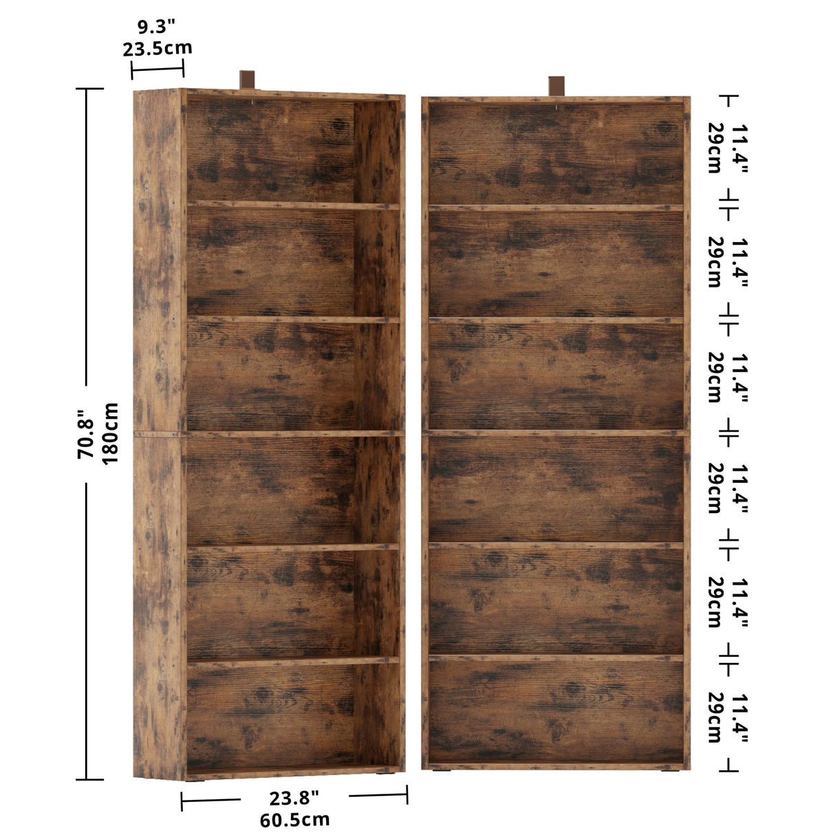 IRONCK Bookshelves and Bookcases Set of 2 Floor Standing 6 Tiers Display Storage Shelves 70 in Tall Bookcase Home Decor Furniture for Home Office, Living Room, Bed Room IRONCK