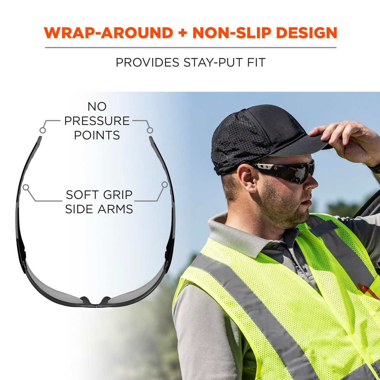 Ergodyne Skullerz SAGA Framless Safety Glasses, Anti Fog Lens Treatment Ergodyne