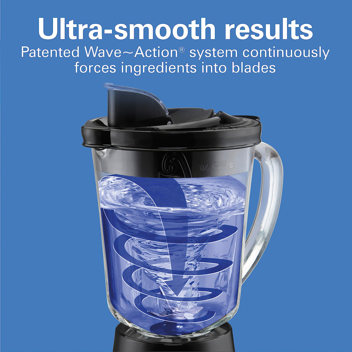 Hamilton Beach 58175 Wave Action Blender for Shakes and Smoothies, Stainless Steel Ice Sabre Blades, 800 Watts, Quiet Design, 40 oz Glass Jar, Black Hamilton Beach