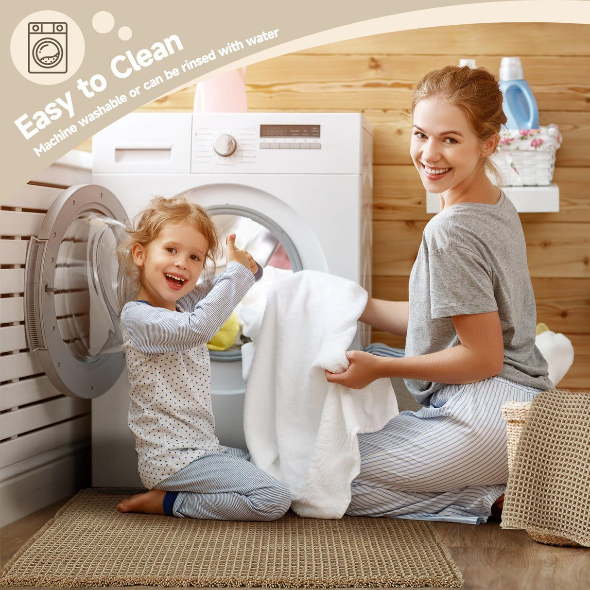 TYUU Waffle Bath Mat, Boho Bathroom Rugs Non Slip Washable Super Absorbent Quick Dry Farmhouse Bathroom Decor, 30"x20" Khaki TYUU