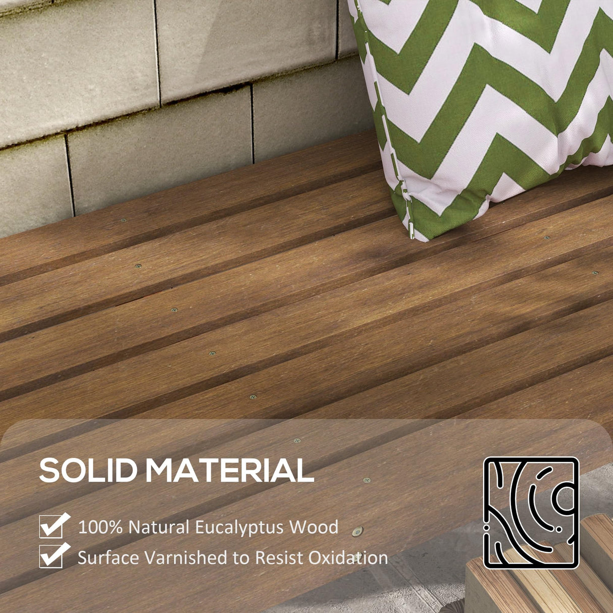 Outsunny Wooden Garden Bench, Outdoor Park Bench with Slatted Seat, Backless Front Porch Bench with Curved Seat for Conservatory, Garden, Poolside, Deck, Teak Outsunny