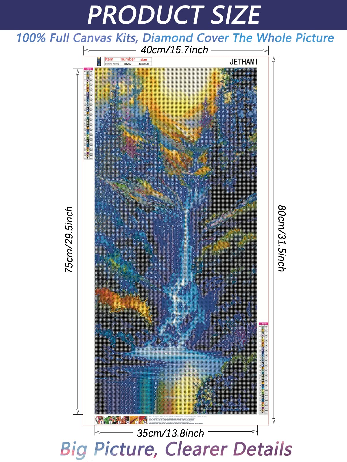 Jethami Diamond Painting Kits for Adults, 5D DIY Large Size Great Smoky Mountains National Park, Big Diamond Art Kits Round Dimond Paint with Diamonds for Beginners 31.5 x 15.7 in Jethami