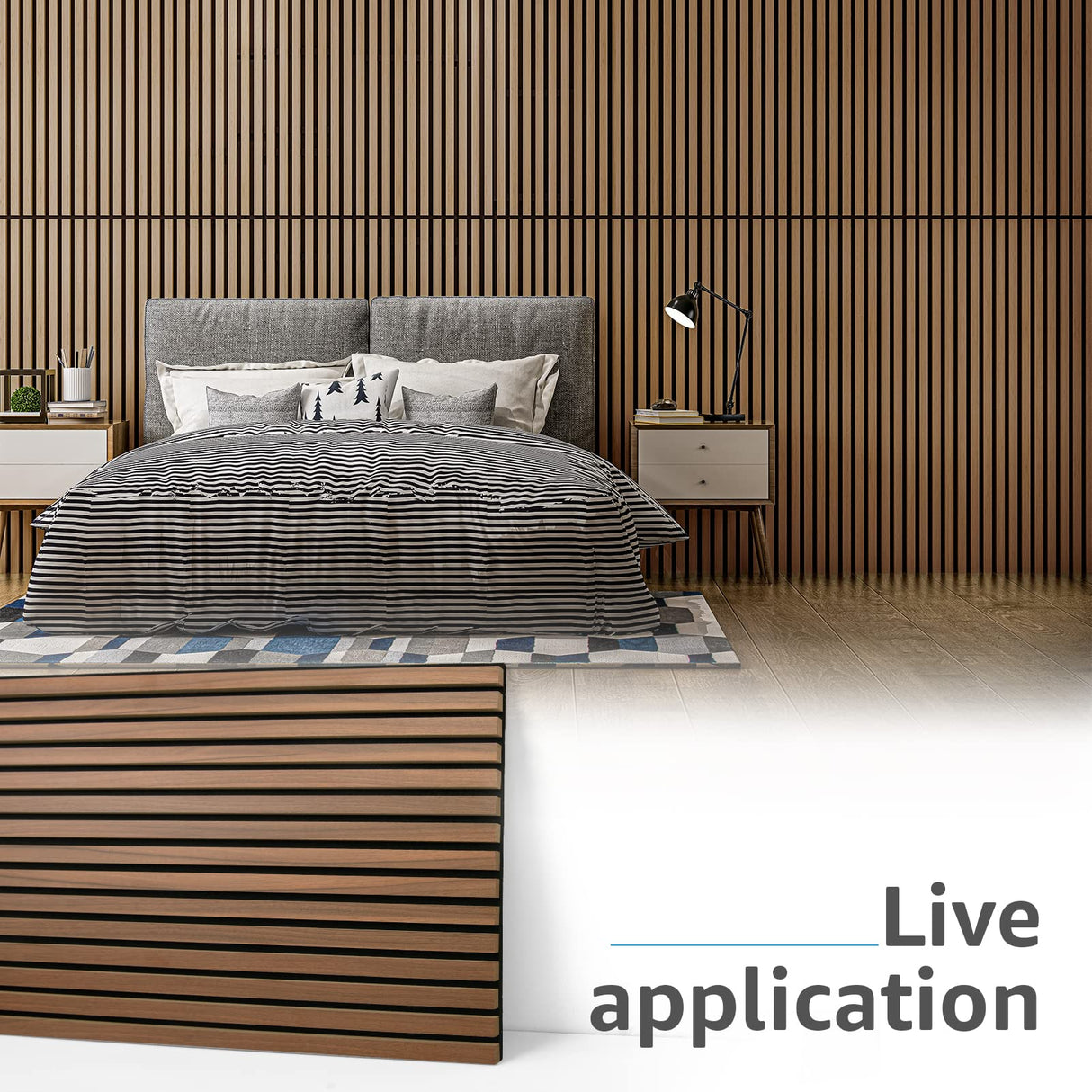 Art3d 2 Wood Slat Acoustic Panels for Wall and Ceiling - 3D Fluted Sound Absorbing Panel with Wood Finish - Walnut Art3d