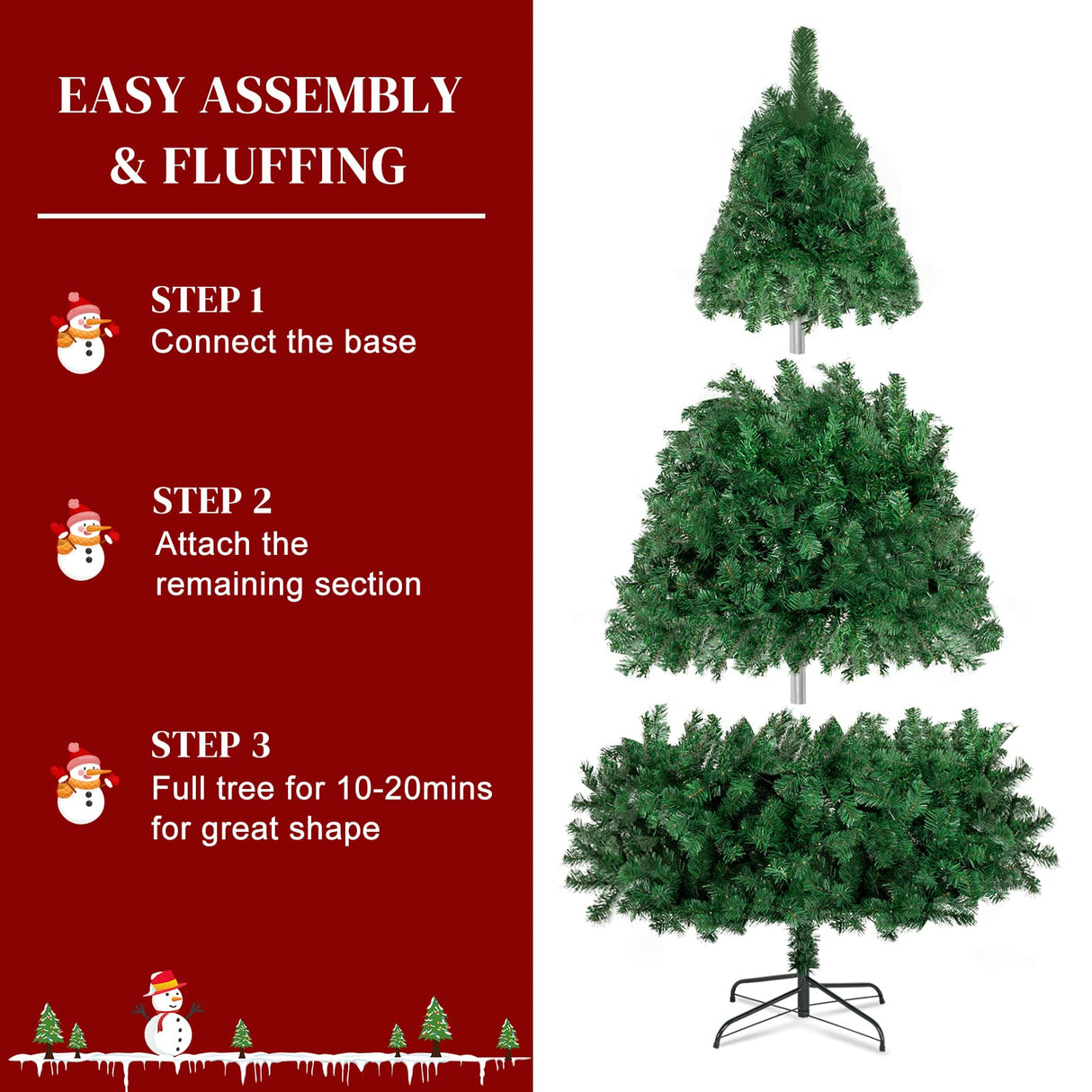 Karl home 8ft Green Artificial Christmas Tree, Classic Spruce Tree with Sturdy Metal Stand for Home, Office, Party Festival Holiday Decoration,1454 PVC Branch Karl home