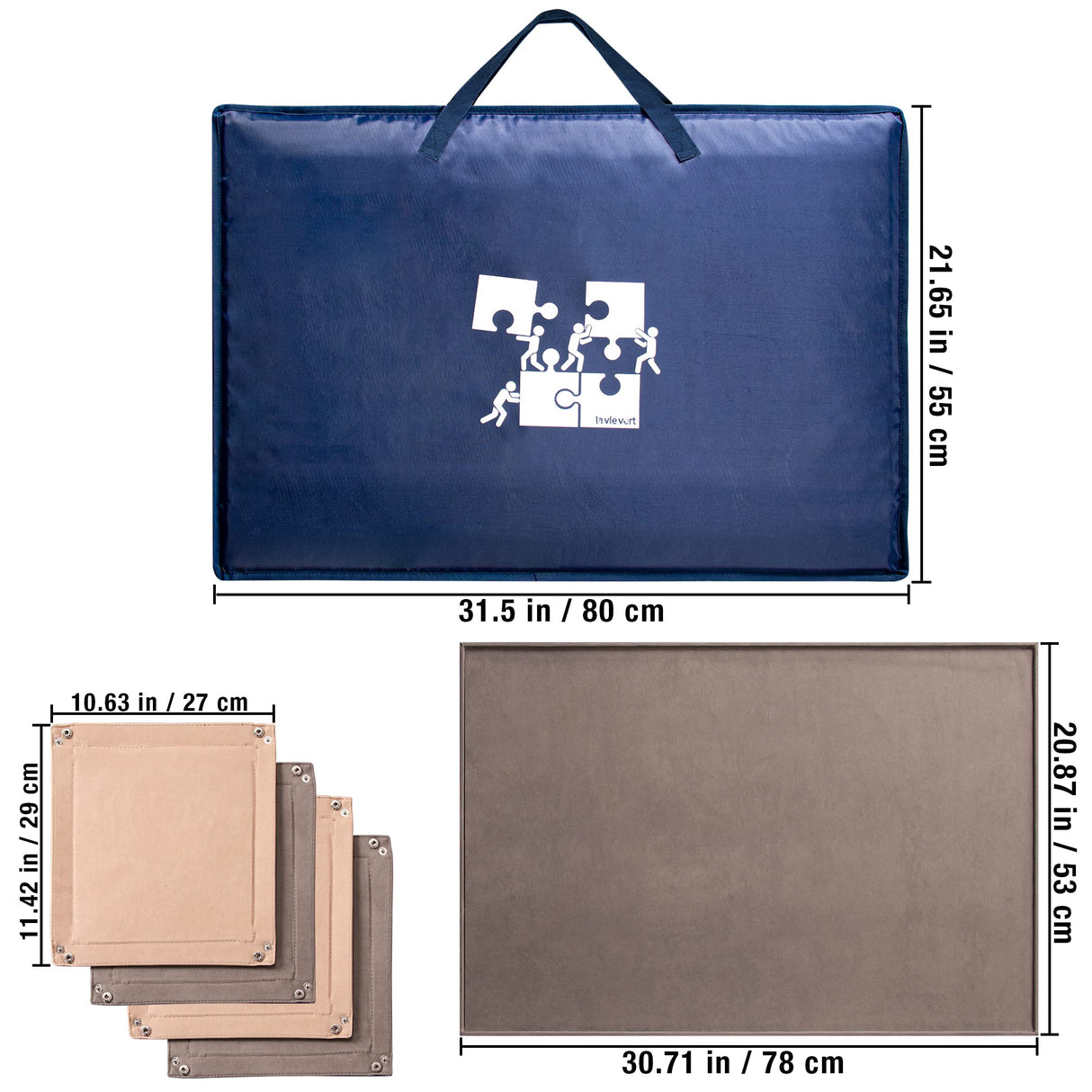 Lavievert 1000 Pieces Jigsaw Puzzle Board with Padded Cover, Portable Puzzle Case with 4 Sorting Trays, Puzzle Caddy Puzzle Storage Saver with Non-Slip Surface for Adults and Kids LAVIEVERT