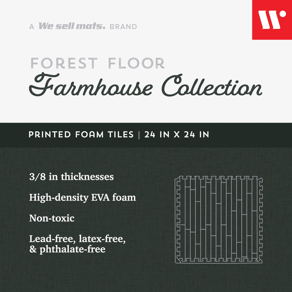 Forest Floor Farmhouse 3/8 Inch Thick Printed Foam Tiles, Premium Wood Grain Interlocking Foam Floor Mats, Anti-Fatigue Flooring – Stylish Flooring Solution, Porch Post White, 100 Sq Ft We Sell Mats