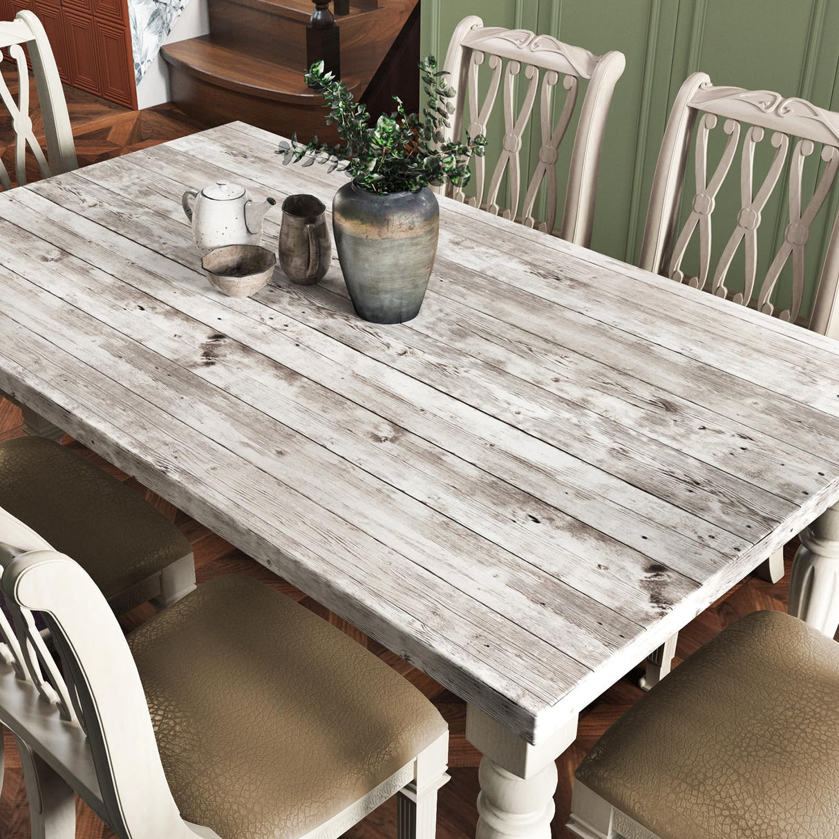 WESTICK Shiplap Peel and Stick Wallpaper for Walls Wood Contact Paper for Countertops Waterproof Wood Grain Contact Paper for Cabinets Kitchen Table Self Adheive Vinyl Wallpaper Roll 17.71x118 in WESTICK