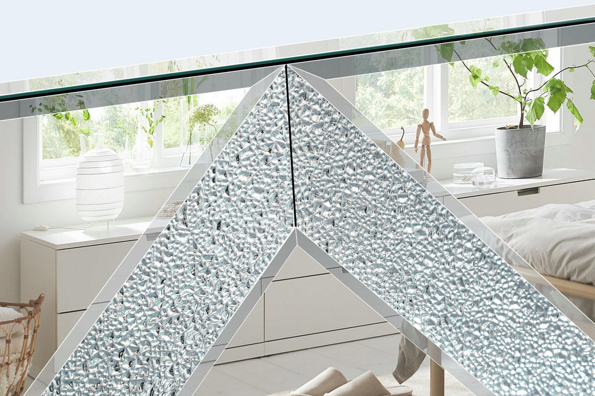 RuiSiSi Mirrored Glass TV Stand with Open Storage & 2 Storage Cabinets, TV Console Table for 65+ Inch TV, Entertainment Center with Diamond Shape Sparkling Mirror Doors, for Living Room, Sliver RuiSiSi