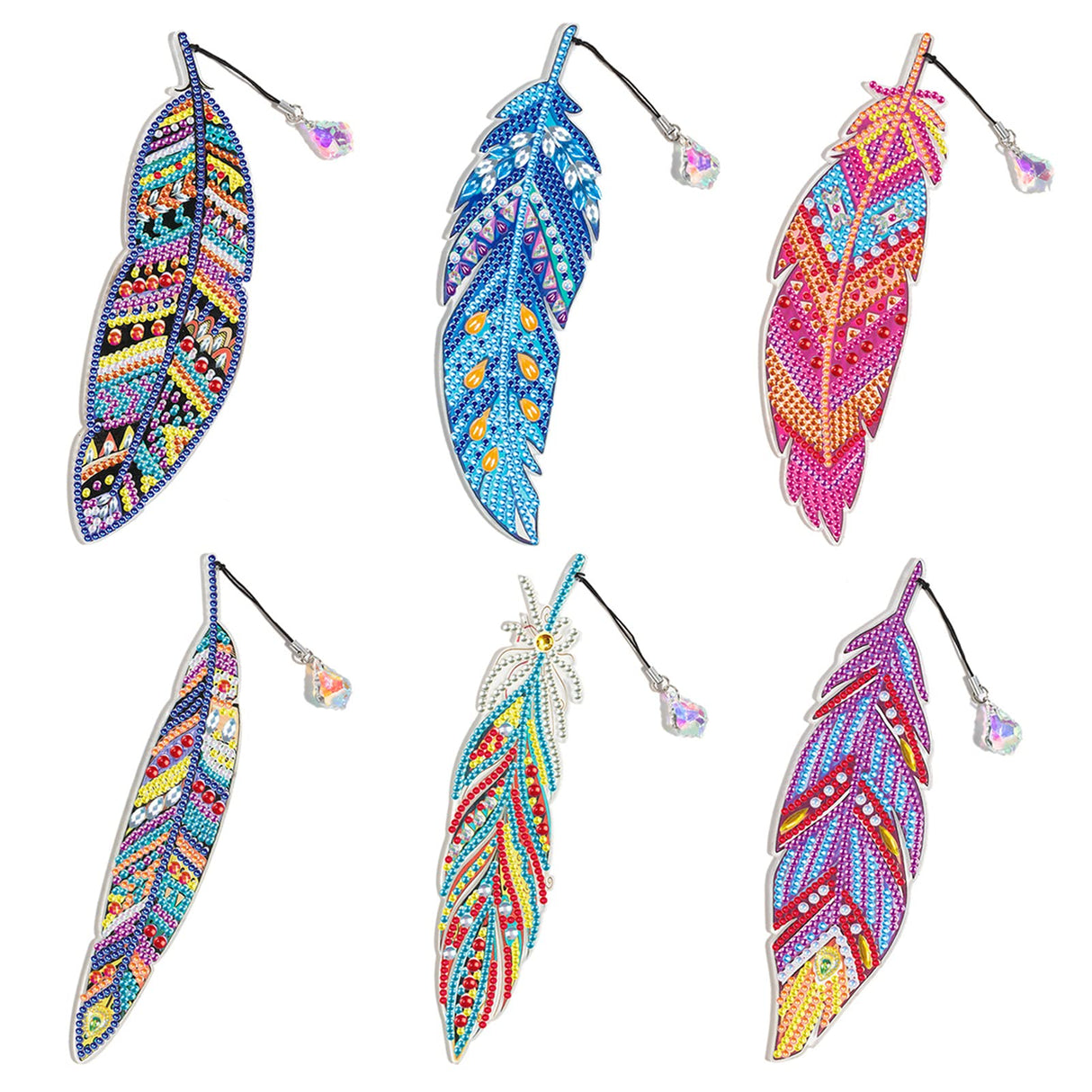 Acudotr 6 Pack Diamond Painting Bookmarks with Tassel, DIY Diamond Art Acrylic Bookmarks Kits for Read & Crafts Lovers Acudotr