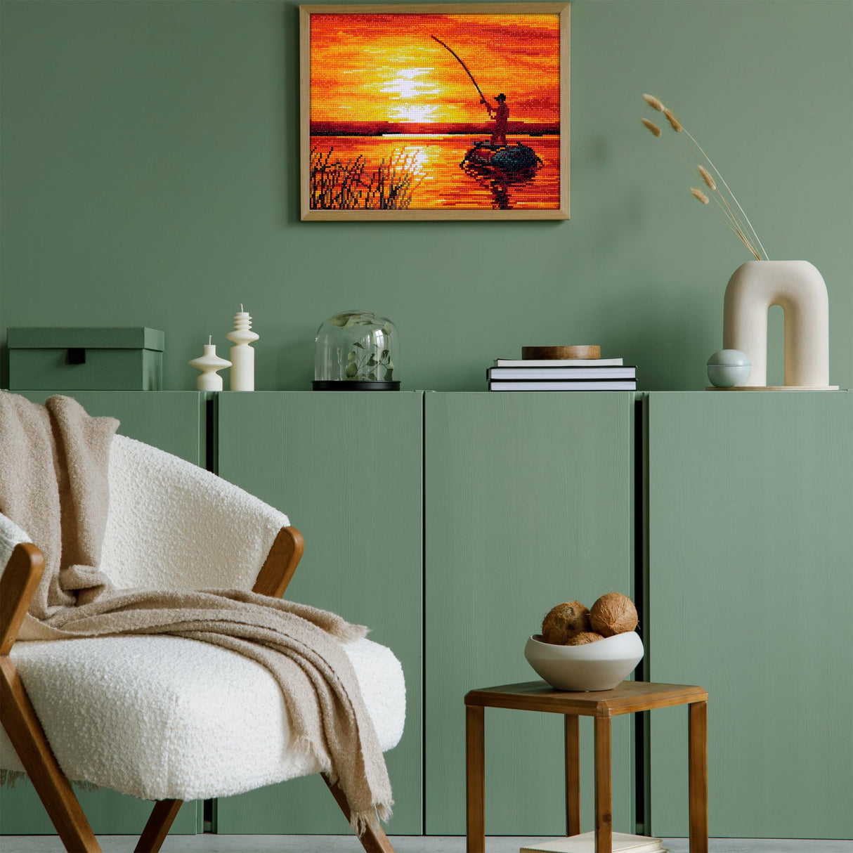 DIAMOND DOTZ at Home Fishing at Sunrise Diamond Painting Kits for Adults - Diamond Art Kits a Relaxing Creative Craft Kit with Dotz Gems 16x12 DIAMOND DOTZ