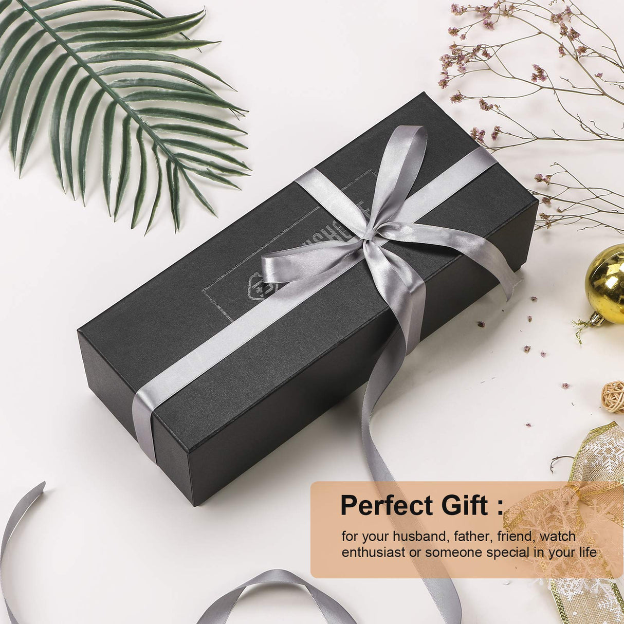 BEWISHOME Wooden Watch Box for Men - Luxury Watch Case, Real Glass Top, Smooth Faux Leather Interior, 6 Slot Watch Organizer,Brown SSH06Y BEWISHOME