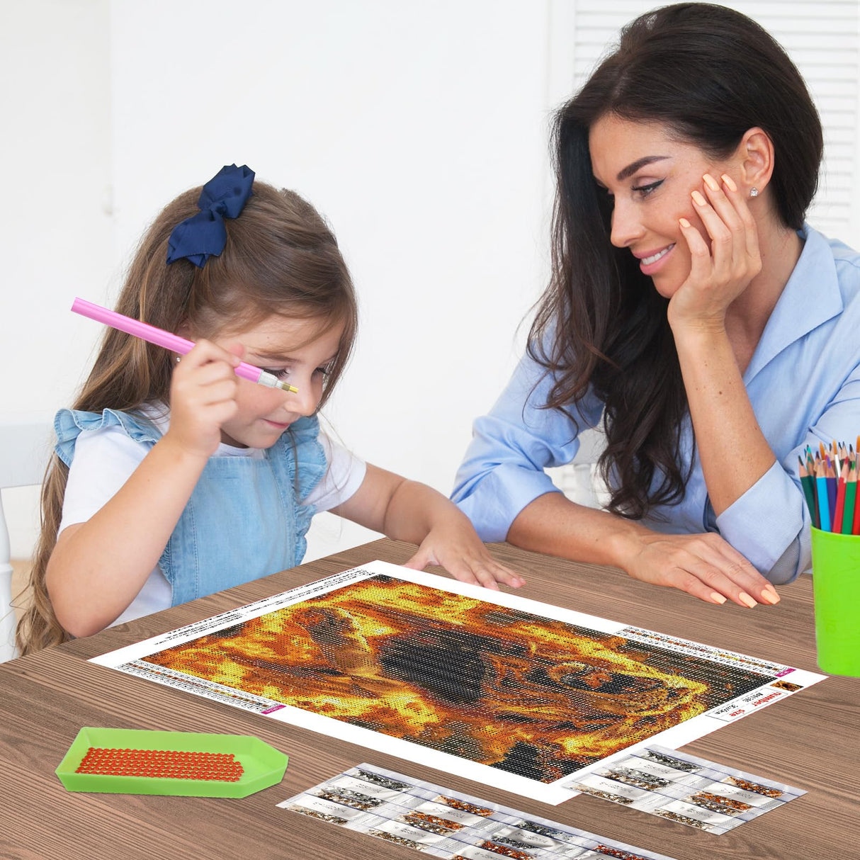 QENSPE Diamond Painting Kits for Adults,Lion Full Drill Diamond Art Diamond Dots Paintings for Beginners,Lion Round 5D DIY Arts and Crafts for Home Wall Decor 12x16 inch QENSPE