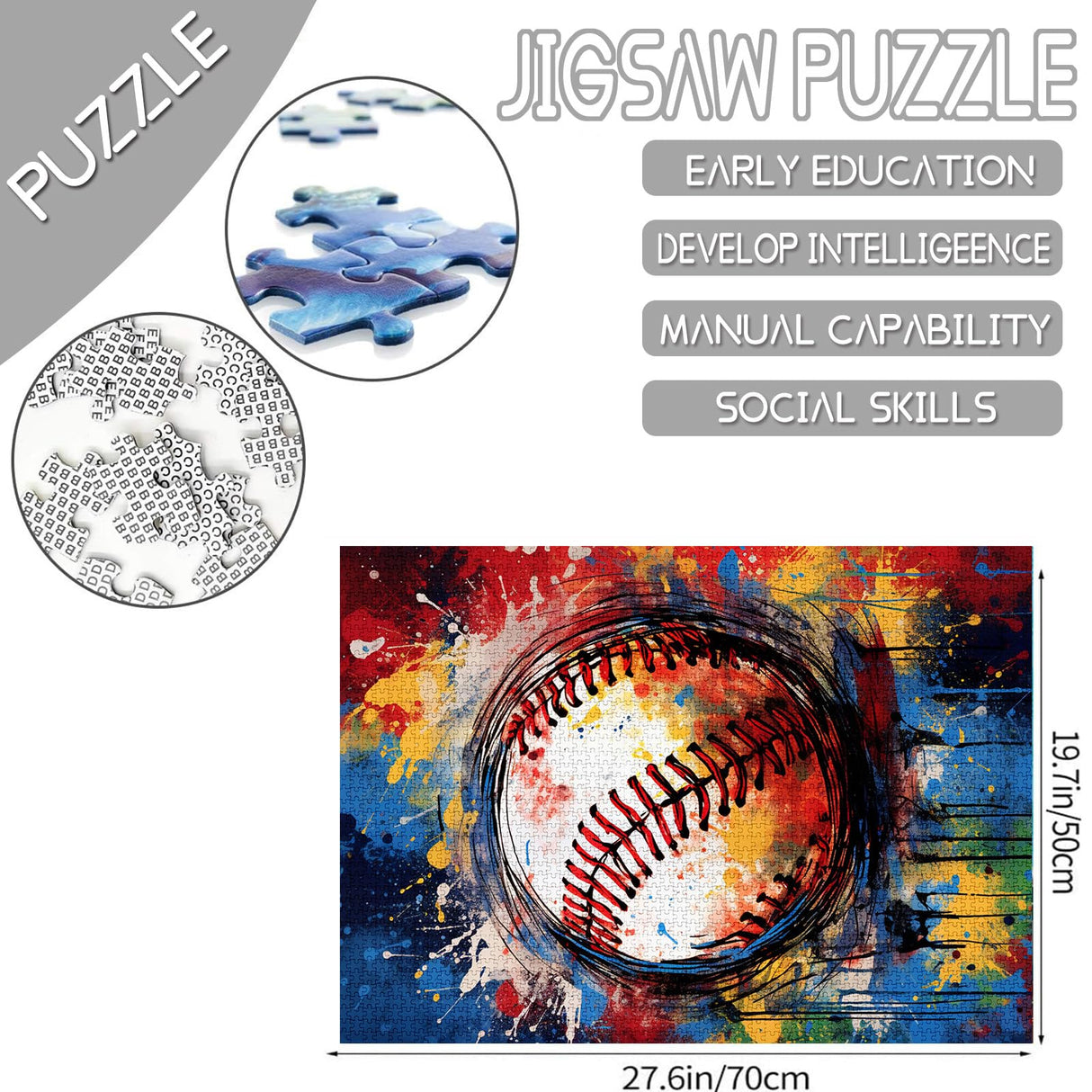 Extreme Sports Jigsaw Puzzles 1000 Pieces for Adults, Families (Graffitic America Football) Pieces Fit Together Perfectly 19.7''x27.6''inch Ball Gameing Frameable Magic Puzzle Art(Colorful) TUMOVO