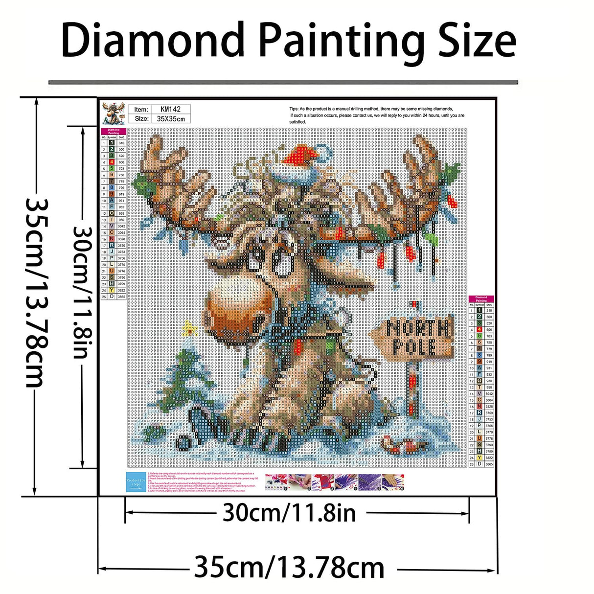 GXGLLPZBY 5D Christmas Diamond Art Kits for Adults Beginners, DIY Cute Deer Diamond Painting Kits, Full Drill Paint by Diamonds Dot Gem Art Painting Kit, for Home Wall Decor 13.8x13.8inch GXGLLPZBY