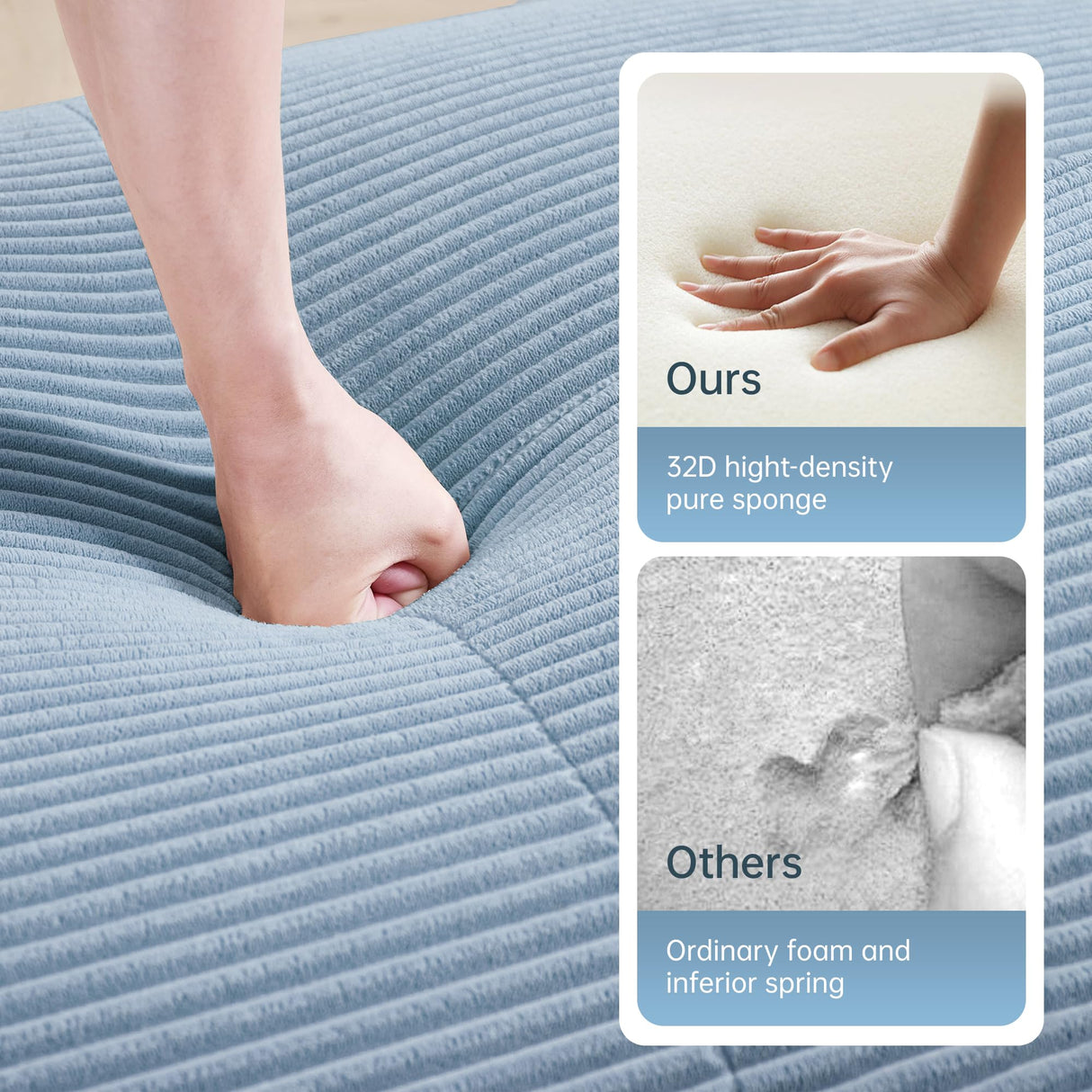 82" Boneless Couch, Comfy Loveseat Sofa Bed, Compressed Sofa with Deep Seat, Corduroy Cloud Couch for Living Room Bedroom, No Assembly Needed Wunlerlant