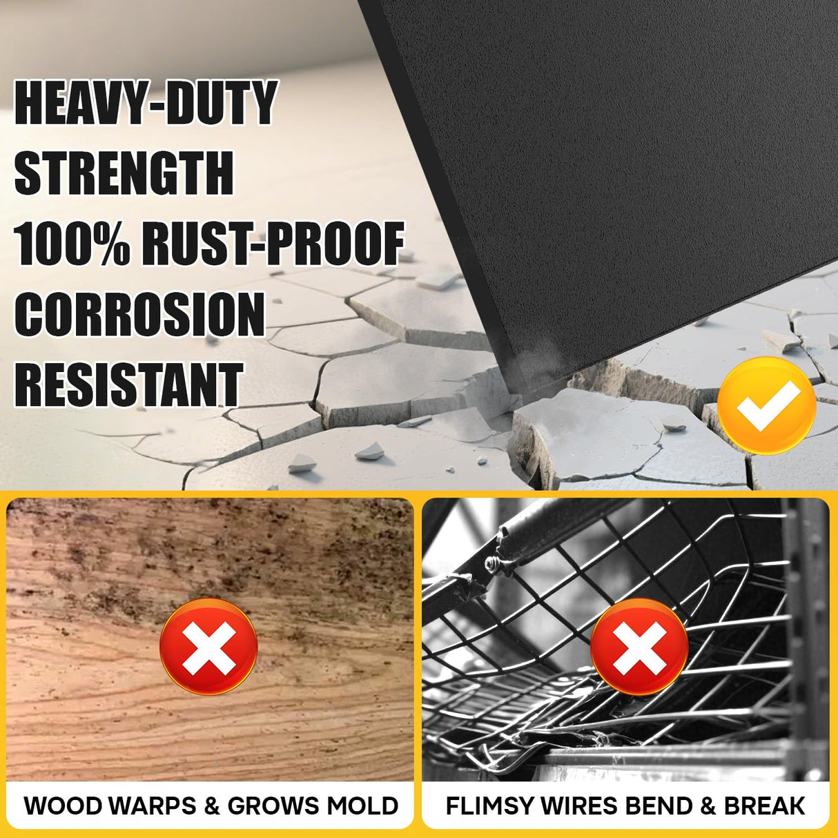 71.2''H Garage Shelving, 2500LBS Heavy Duty Shelvings, Adjustable Garag Storage Shelves, 5 Tier Metal Shelving Unit Wood Storage System Utility Storage Rack for Industrial, Warehouse, Basement KILISTEELS