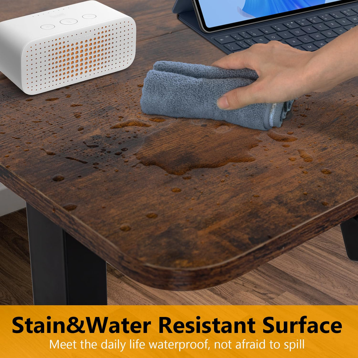 PayLessHere 40 inch Adjustable Height Standing Desk Computer Desk with Large Space and Headphone Holder Office Desk with Electric Lifting and Memory Function,Brown PayLessHere