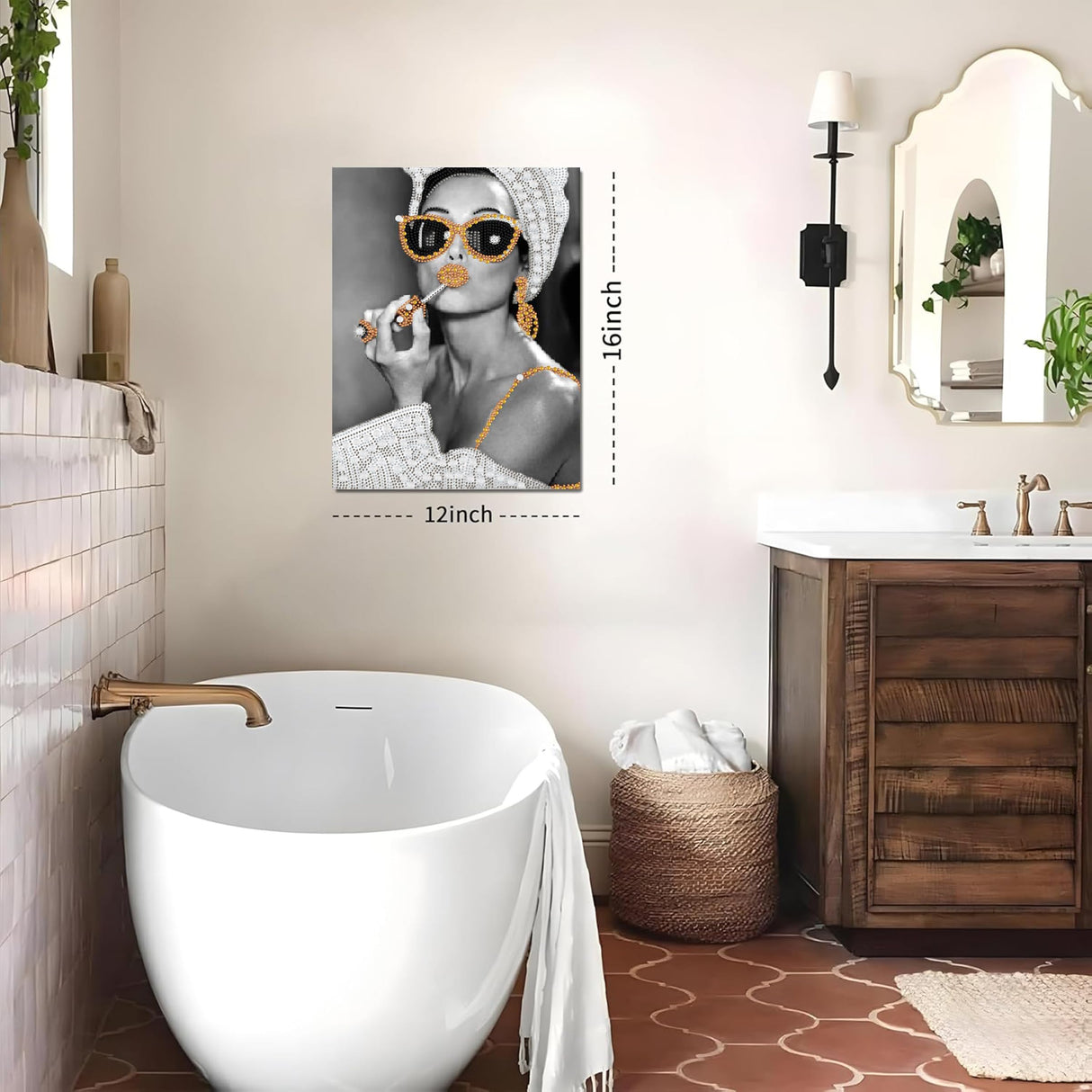 KUFWKEY Woman Diamond Art Kit for Beginners,Partial Diamond Painting Kits for Adults,5D Special Shape Diamond Art Painting,DIY Diamond dots,Mosaic Crafts for Adults,Bathroom Decor,11.81x15.7 inch KUFWKEY