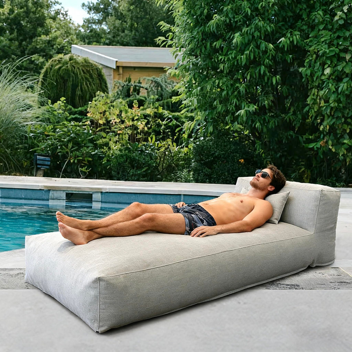 OPEAK Patio Furniture Set Bean Bag Lounge Chair Sectional Conversation Patio Set Daybed Furniture Outdoor Sofa Couch High Density Foam Filling Modern Comfy Couch (Light Gray), Lounge 01 OPEAK