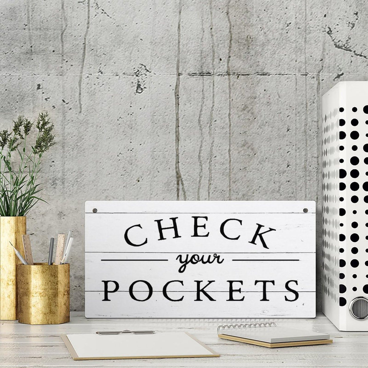 Check Your Pockets Home Decor Utility Room Laundry Room Decor Funny signs farmhouse gift wooden hanging sign rustic wall art home decor 6x12 inch Compladeta