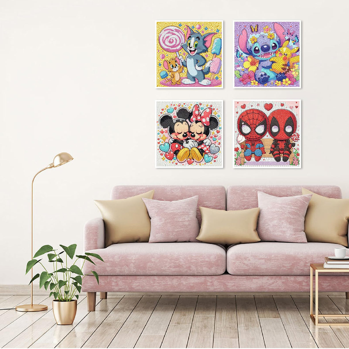 4 Packs Cartoon Diamond Art Kits for Kids,5D DIY Diamond Art Painting Kits for Kids Ages 4-8-12,Mosaic Kits Full Round Drills for Gifts and Home Wall Decor 6X6 Inch Fuinkqe