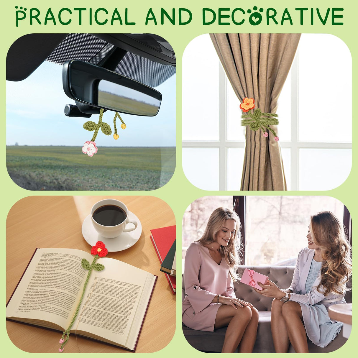 WaldyWop Crochet Kit for Beginners - 8 Flower Bookmarks Knitting Kit w/Step-by-Step Video Tutorials & Soft Yarn, Hook - Wobbles DIY Art Craft Kit for Adults Kids, Birthday Gifts for Women Girls Teen WaldyWop