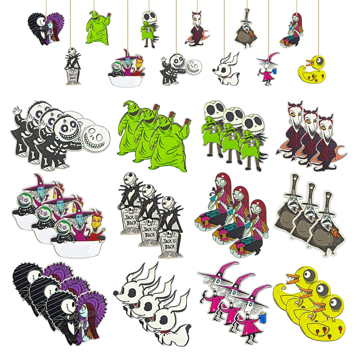 37 PCs Halloween Christmas Nightmare Ornaments Halloween Christmas Nightmare Wooden Hanging Ornament Decoration,Halloween Witch Pumpkin Nightmare Theme Party Decor Halloween Party Supplies zhcoy