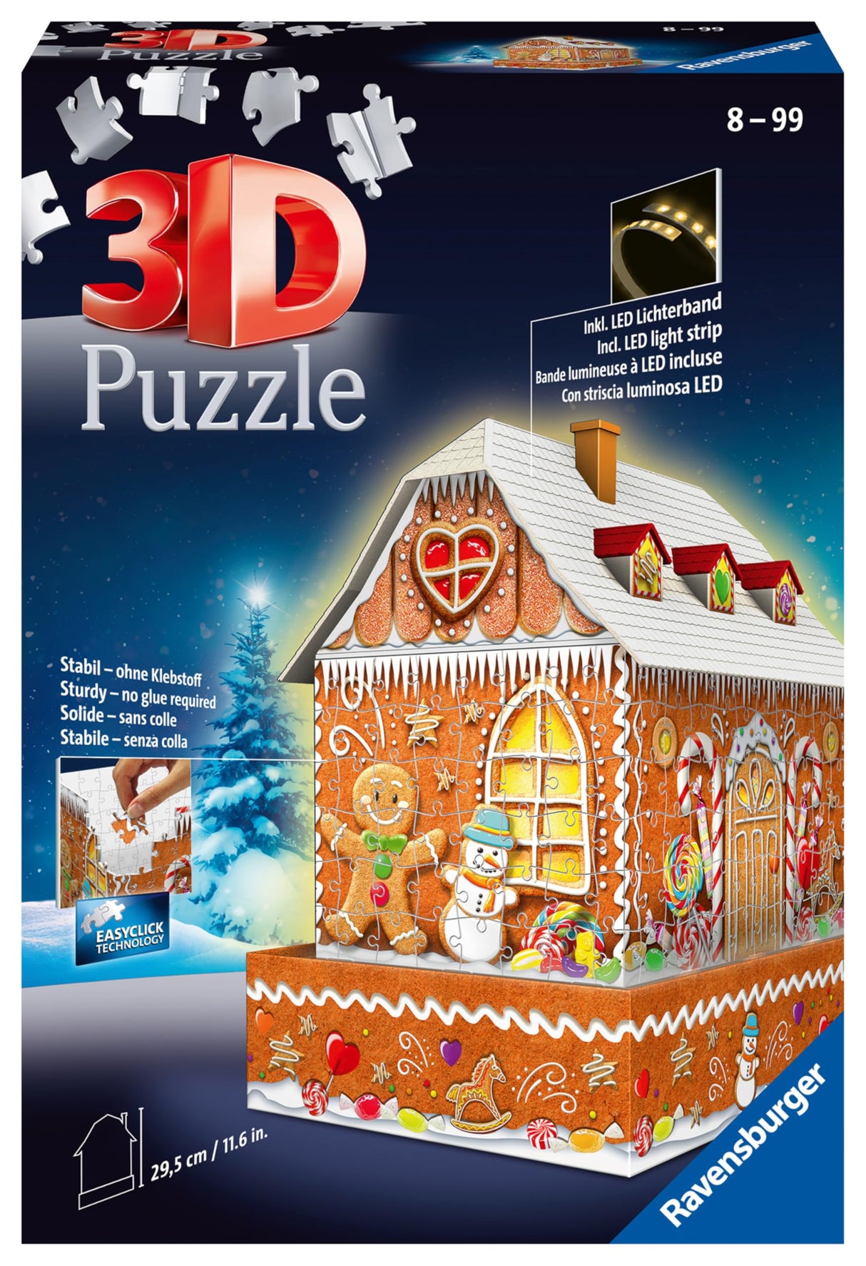 Ravensburger Gingerbread House Night Edition: 216 Piece 3D Jigsaw Puzzle for Kids 11568 - Easy Click Technology Means Pieces Fit Together Perfectly Ravensburger