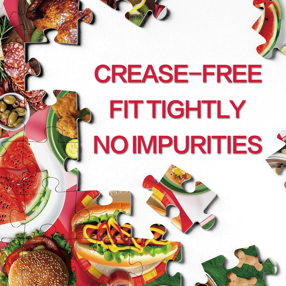 Funny Food Camping Picnic Puzzles for Adults 1000 Pieces, Summer Dog Baseball Jigsaw Puzzles, Animal Colorful Pizza Candy Fruit Puzzle Larkipuzz