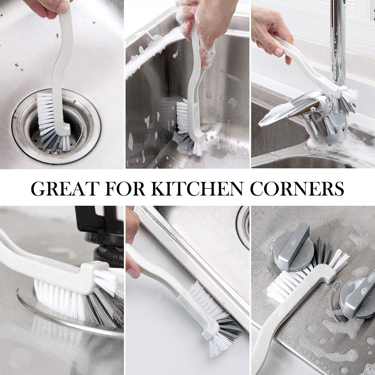 SHUNWEI 2 Pcs Cleaning Brush Small Scrub Brush for Cleaning Sink Scrub Brush with Handle, Bathroom Kitchen Edge Corner Grout Cleaning Brushes for Household Use, Window Track Cleaning Brush SHUNWEI