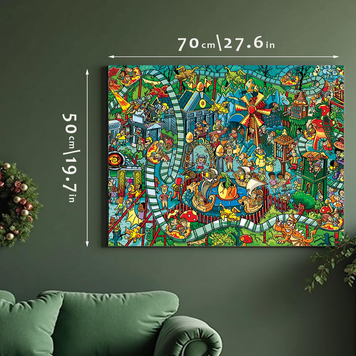 Jigsaw Puzzles for Adults, 1000 Pieces Dinosaur Park Puzzle, Cartoon Painting Challenging Puzzles for Family Activity Game Nights Gifts Fidget Stress Relief RECHIATO