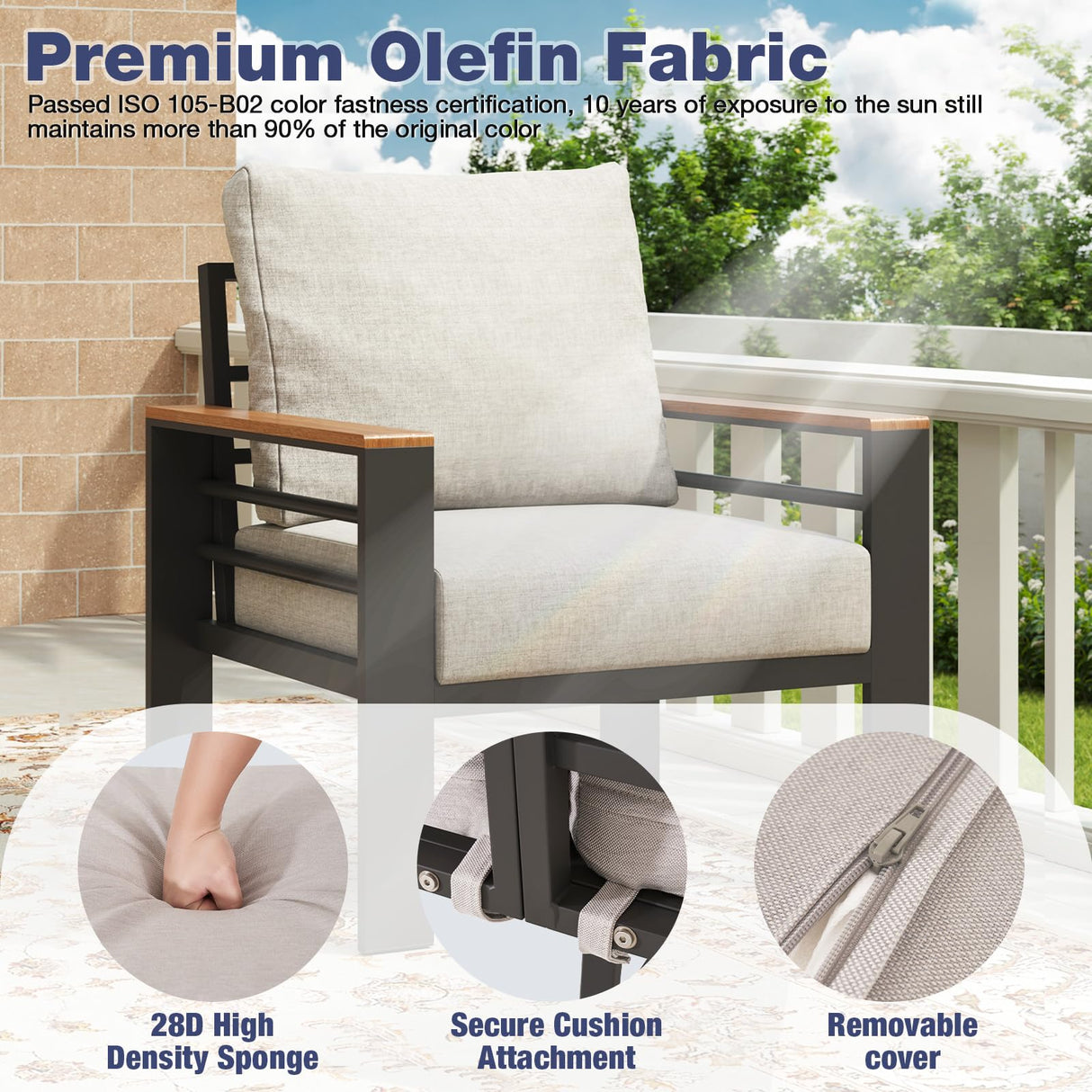 Aoxun Aluminum Patio Furniture Set 7 Seats, Oversized Outdoor Sectional with Washable Thick Cushions, Coffee Table and Waterproof Cover, Patio Conversation Sets for Porch, Balcony, Deck Aoxun