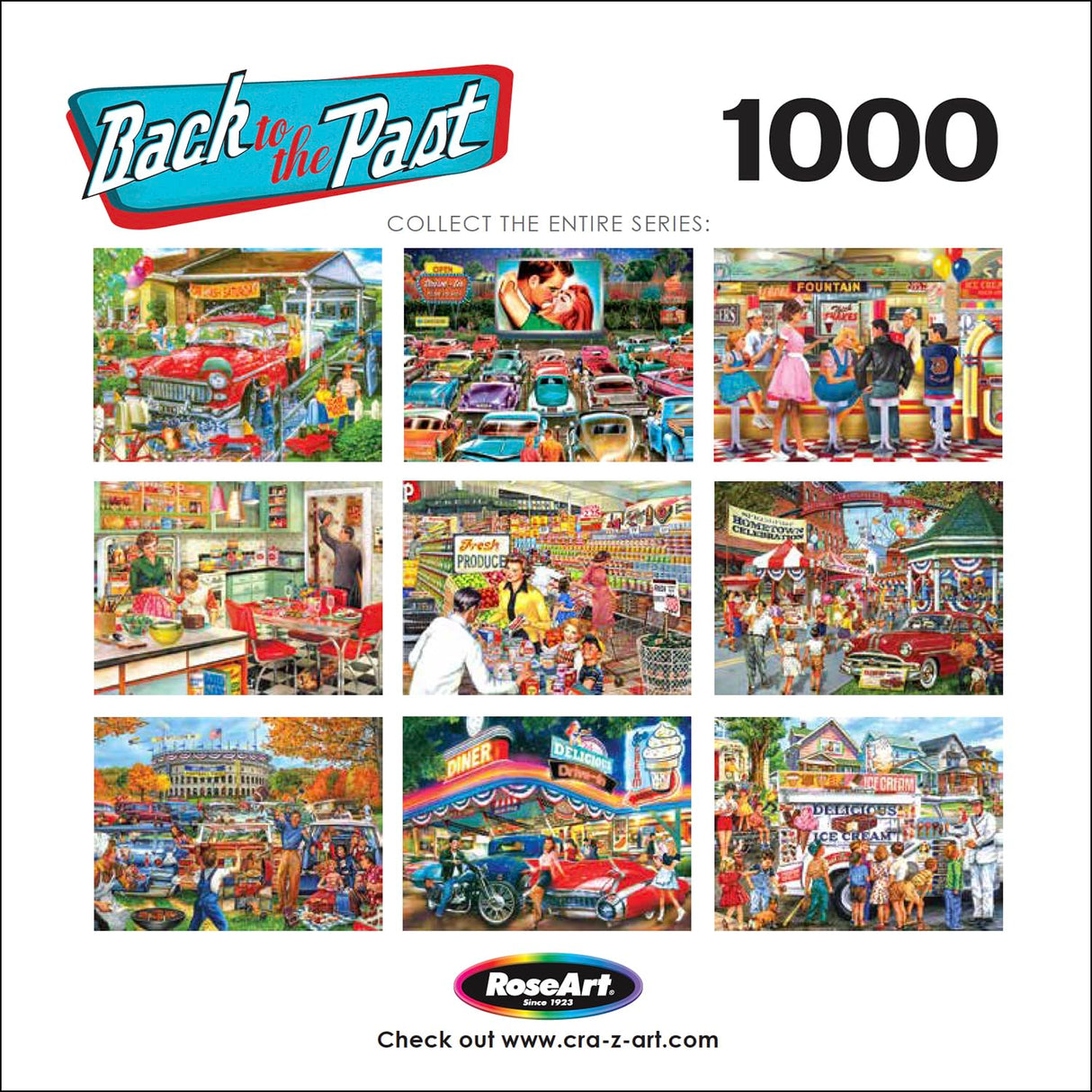 RoseArt - Back to The Past - Drive in Date Night - 1000 Piece Jigsaw Puzzle for Adults RoseArt