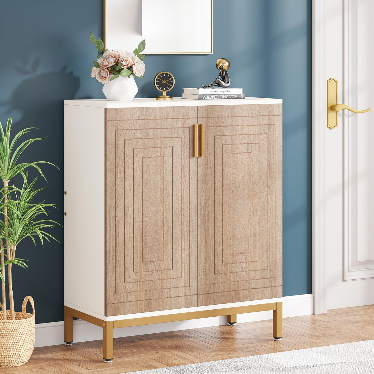 TRIBESIGNS WAY TO ORIGIN Shoe Cabinet, 20 Pairs Modern Shoe Storage Cabinet with Doors, 6-Tier Freestanding Entryway Shoe Organizer Rack for Living Room, Closet, White and Brown TRIBESIGNS WAY TO ORIGIN