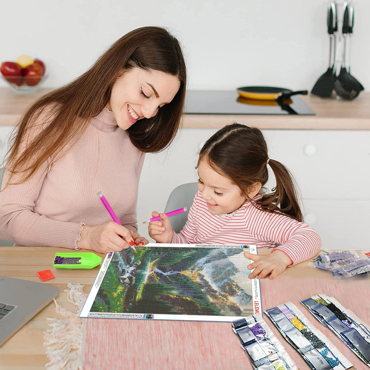 LELEMON Diamond Painting Kits,Waterfall Diamond Art for Adults,Mountain 5d Diamond Painting Kits for Adults,Scenery Diamond Art Kits with Diamond Painting Accessories for Home Wall Decor 12 x 16inch LELEMON