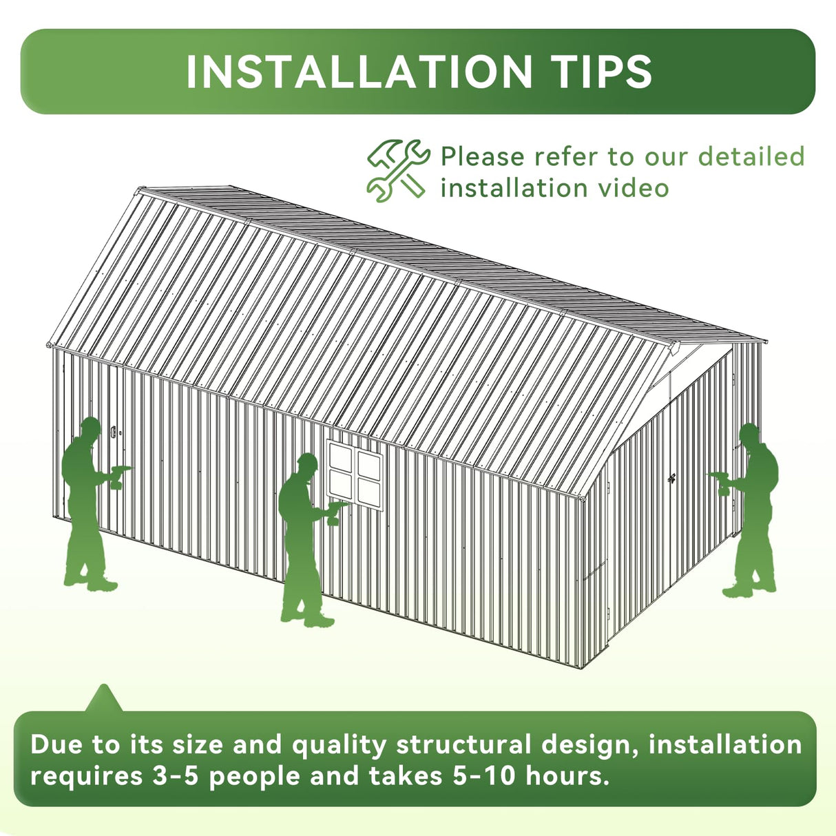 Aoxun 12x20x9.3 FT Shed Outdoor Metal Garage Shed 1700 CUFT Extra Large Storage Shed for Vehicles & Sundries 11" Snow Load Double-Door All-Weather Garden Shed (Brown) Aoxun