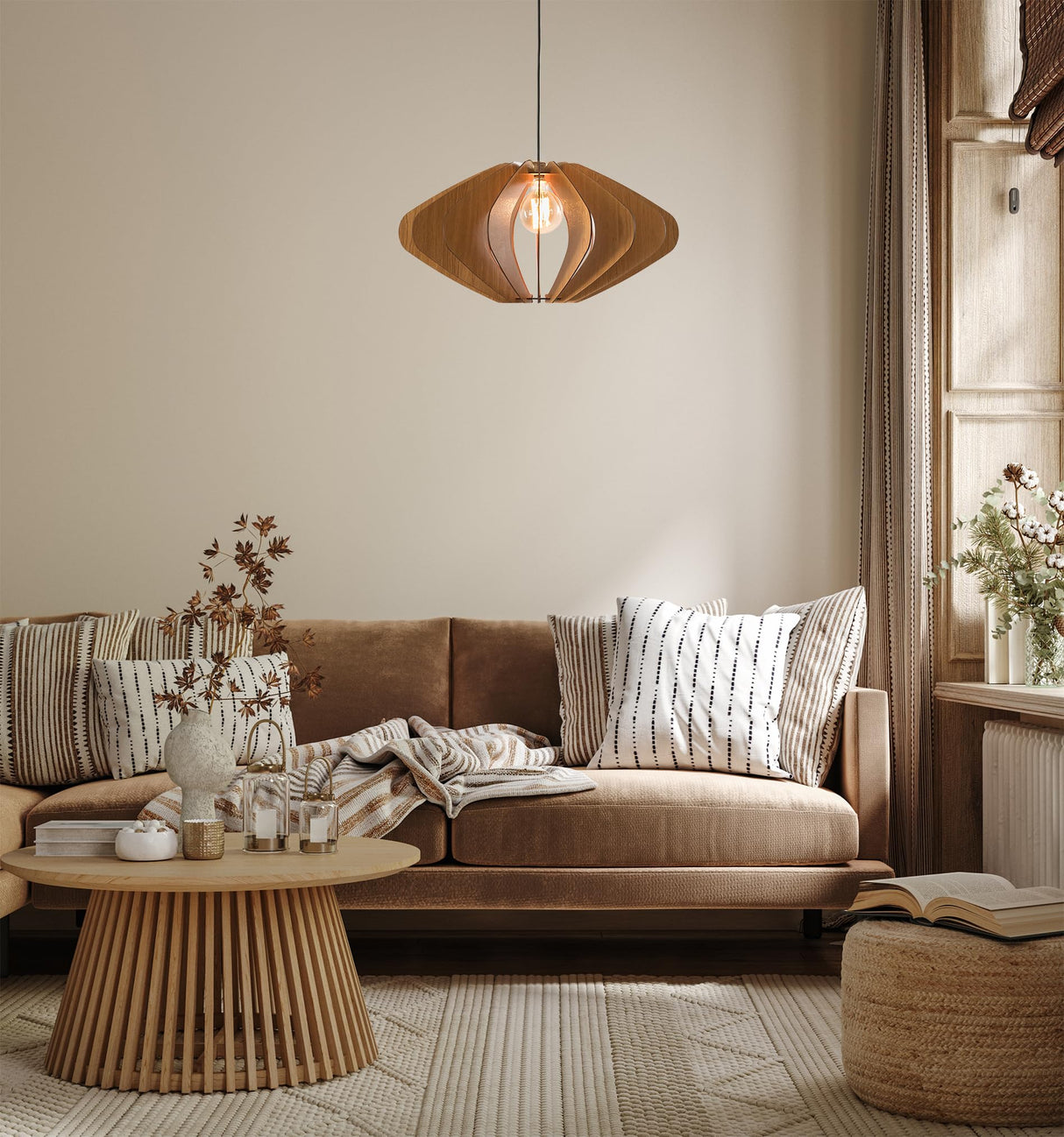 ELEIPSE Wood Pendant Light | Mid Century Modern Chandelier | Hanging Lamp | Wood Chandelier Lighting | Modern Light Fixture | Modern Pendant Light DEZAART