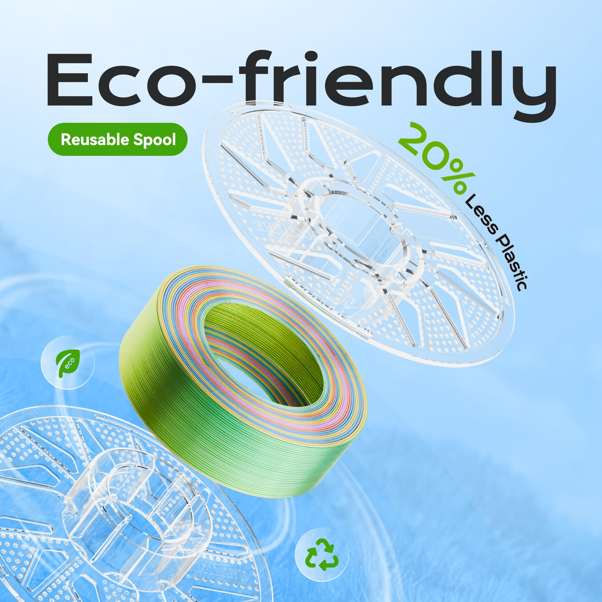 Conjure PETG Rainbow 3D Printer Filament, Candy Rainbow Green Pink Yellow Pureple Orange 1.75mm Christmas 3D Printing Filament 1KG/2.2lb chitu systems