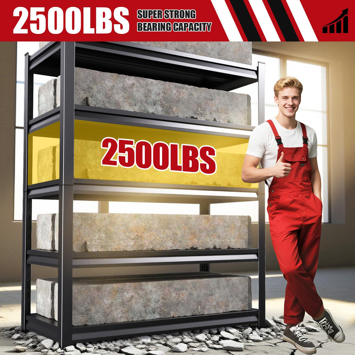 ZIWJHK 72''H*46W'' Garage Shelving, 3000lb Heavy Duty Shelving, Adjustable Metal Shelving Garage Storage Shelves 5 Tier Utility Shelf Unit Metal Shelf Rack for Basement Industrial Black ZIWJHK