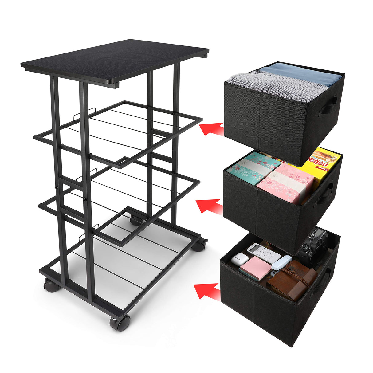 MAX Houser Dresser Storage with 3 Drawers, Fabric Dresser Tower, Vertical Storage Unit for Bedroom, Closet, Office, Black MAX Houser