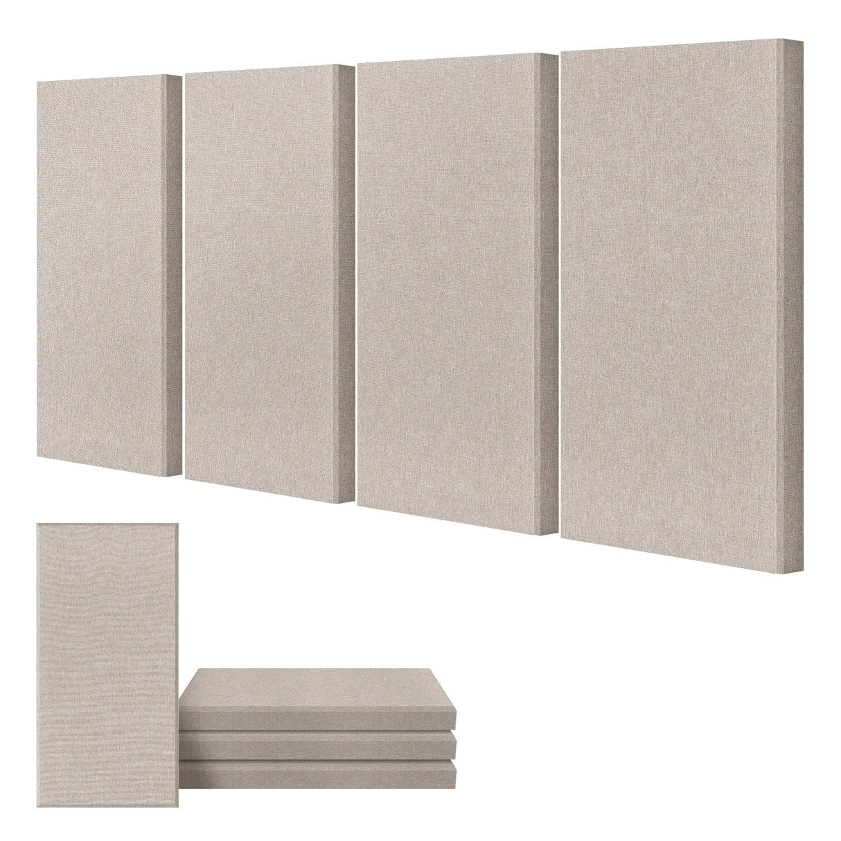 UMIACOUSTICS 4 PCS Acoustic Panels, 2“ Thick 23.6" x 11.8" Fiberglass Sound Wall Panels, Self-adhesive Sound Absorbing Panels for Home Studios, Office, Theater. Light Camel UMIACOUSTICS