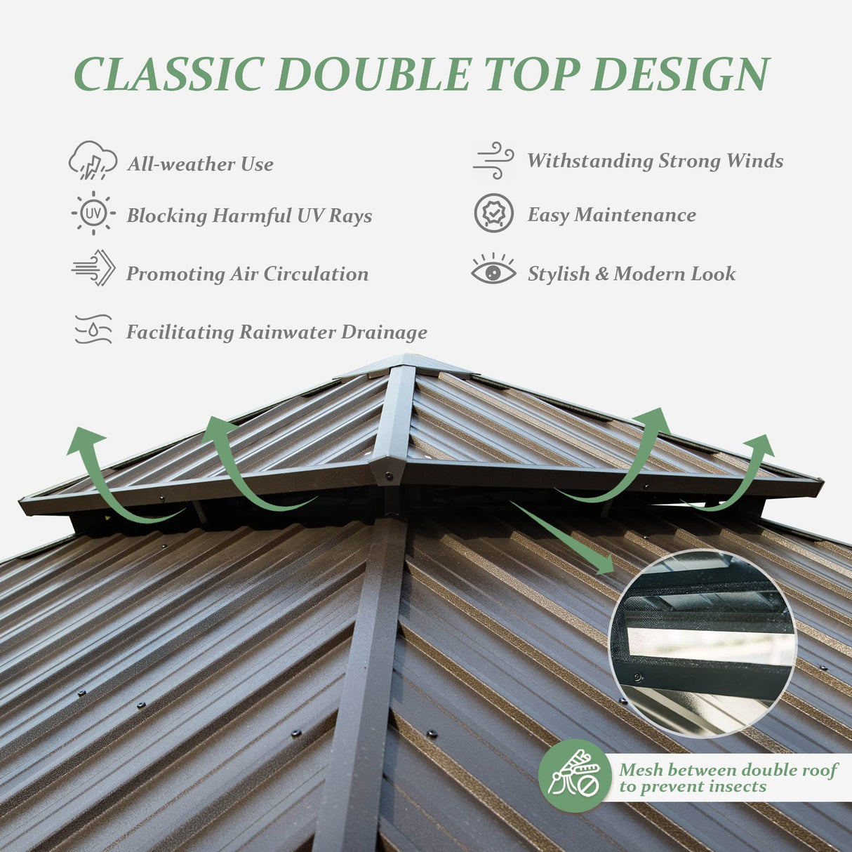 Domi 12x12 ft Wood Gazebo, Cedar Wood Frame Hardtop Gazebo with Galvanized Steel Double Roof, Outdoor Gazebo with Netting and Curtains, Patio Gazebo Pergola Pavilion for Patio, Backyard, Deck, Lawns domi outdoor living