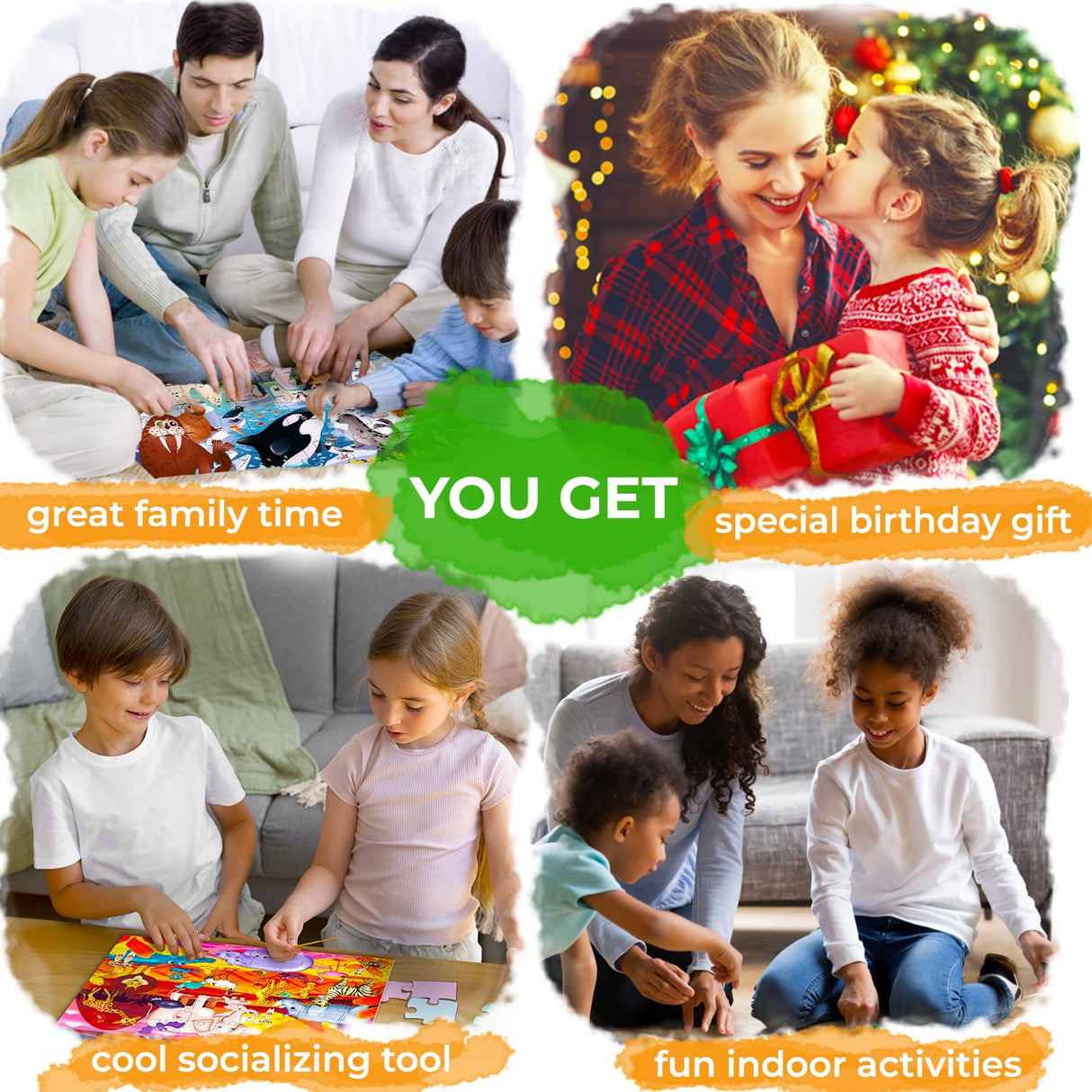 QUOKKA Puzzles for Toddlers 4-6 – 4 x 48 Pieces Jigsaw Puzzles for Kids Ages 3-5 – Learning Farm Animals for 2-4 – Jigsaw Game for Boy and Girl 3-5-7 Year Old QUOKKA