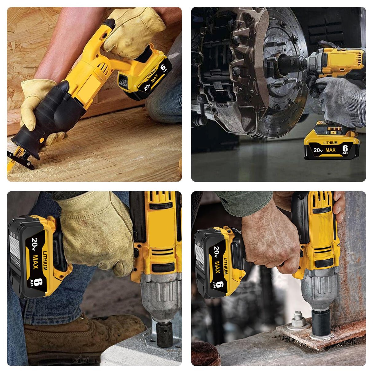 Wryfzxd Replacement for Dewalt 20V MAX Battery 6.0Ah Compatible with Dewalt 20V Battery Lithium Replacement for Dewalt 20 Volt Battery DCB205 DCB204 DCB207 Compatible with Dewalt Battery 20V 4Packs Wryfzxd