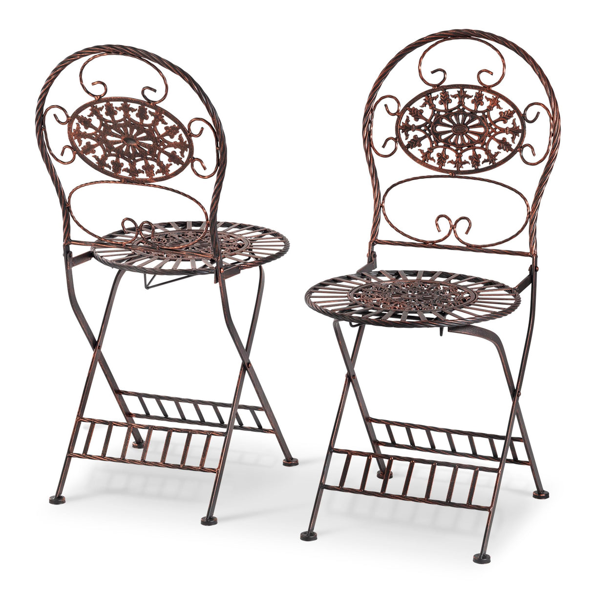 Alpine Corporation Indoor/Outdoor 3-Piece Oval Bistro Set Folding Table and Chairs Patio Seating, Bronze Alpine Corporation