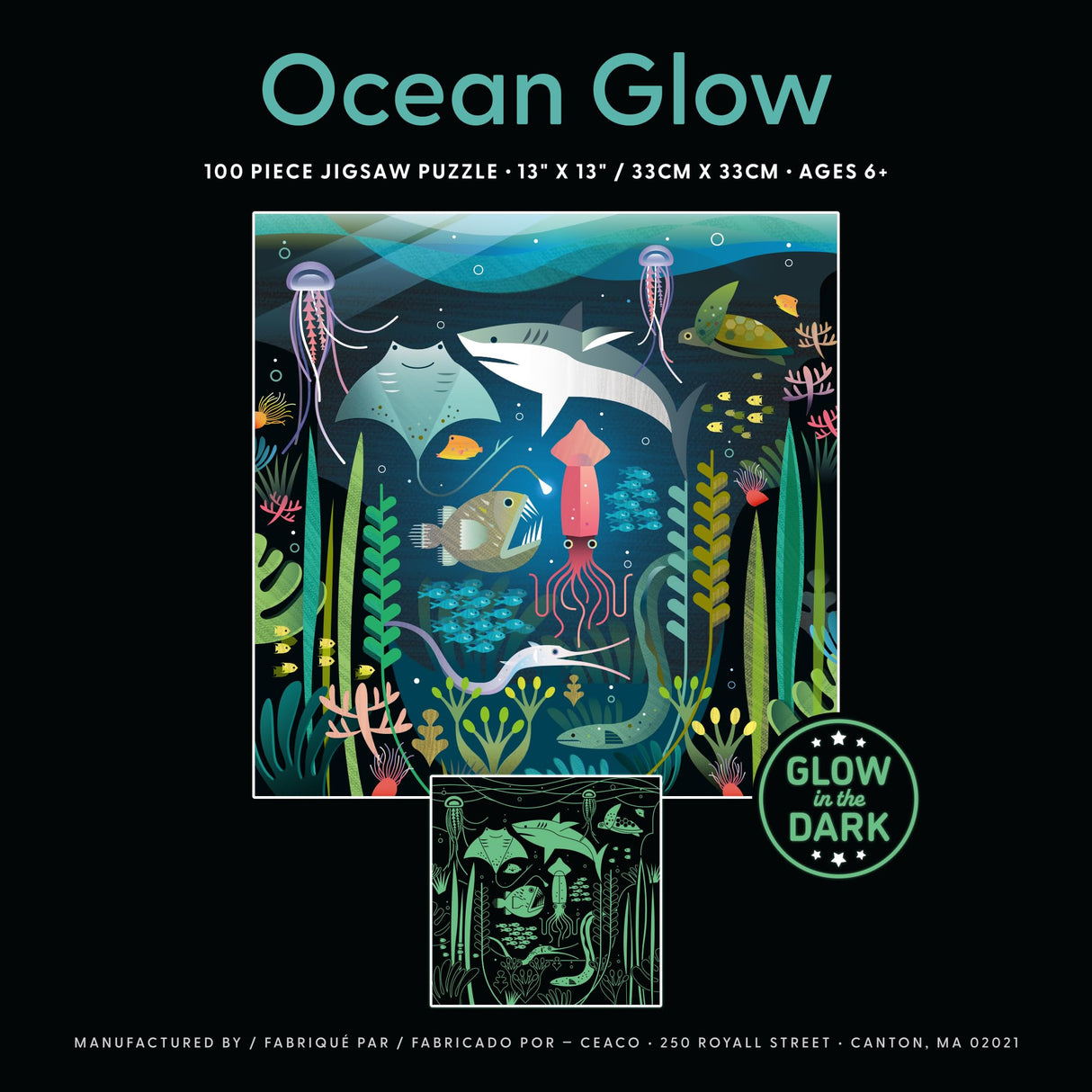 Ceaco - Glow in The Dark - Ocean Glow - 100 Piece Jigsaw Puzzle Ceaco