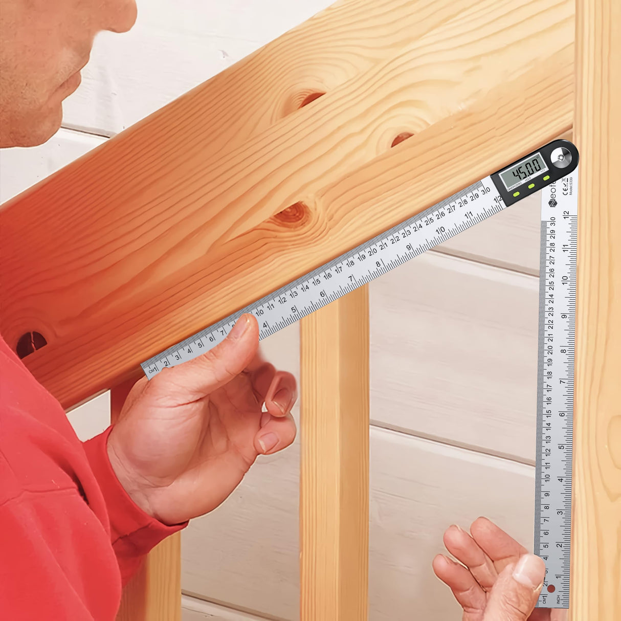 Neoteck 12 inch/30cm Stainless Steel Digital Angle Finder Protractor Ruler with Data Holding Function for Woodworking Construction Repairing Neoteck