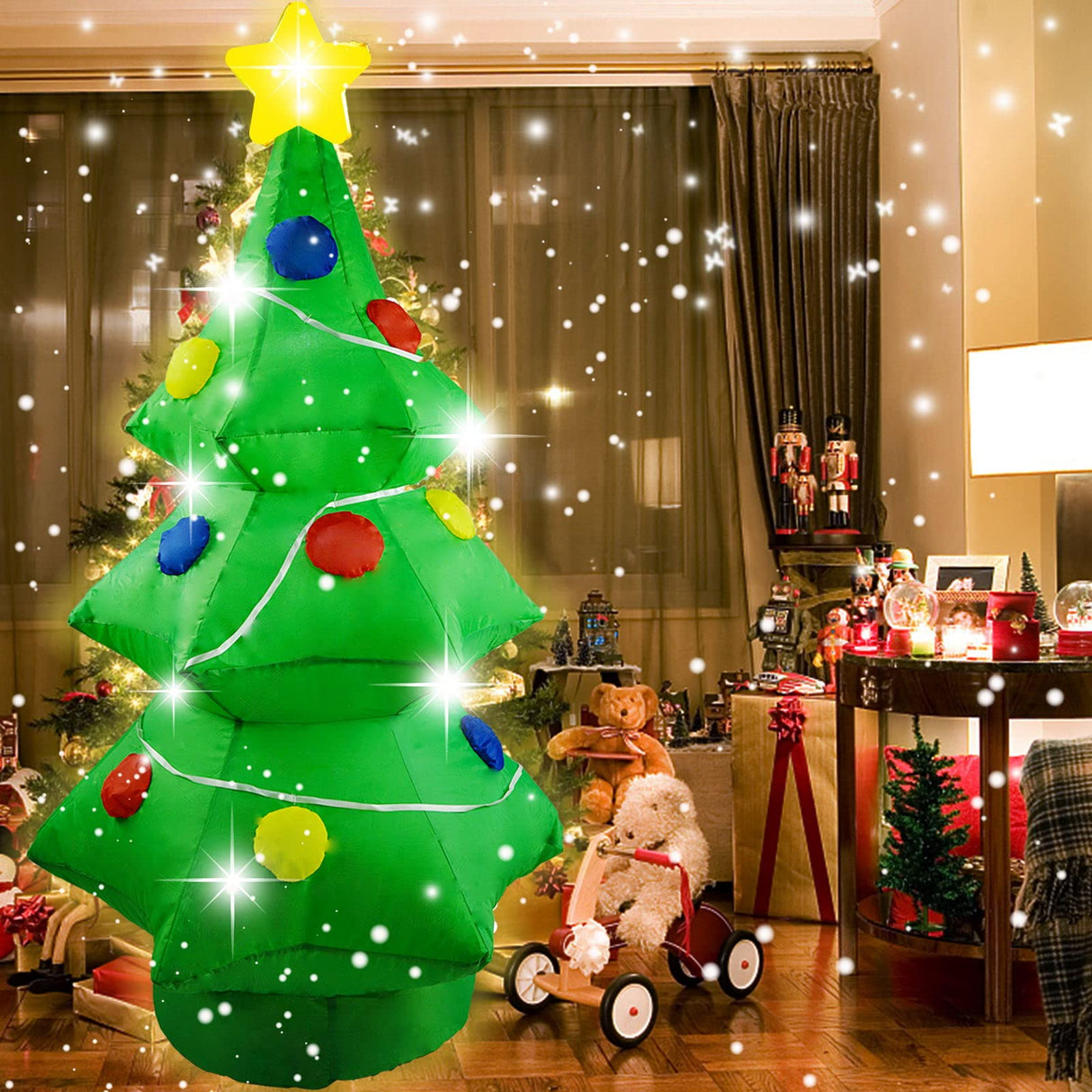 4 Ft Inflatable Christmas Tree with LED Lights Christmas Blow Up Yard Decoration Light Up Tree for Holiday Garden Lawn Outdoor Decor OceanWings