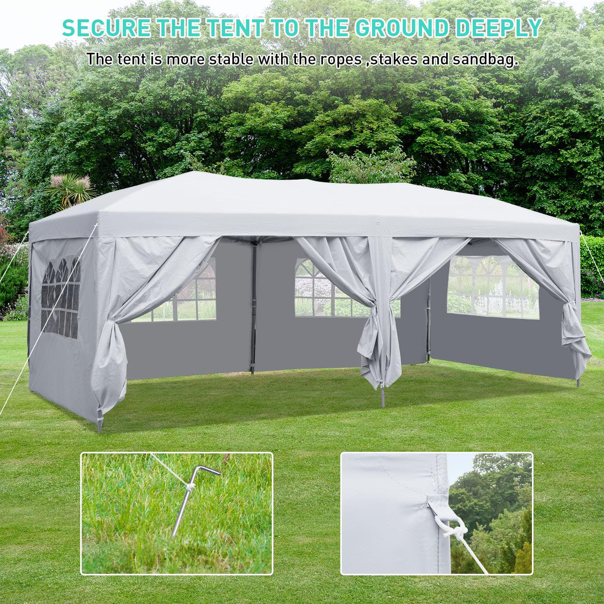 GDY 10x20 ft Instant Pop up Canopy, Party Tent Folding Heavy Duty Gazebos with Removable Sidewalls and Wheeled Bag. GDY